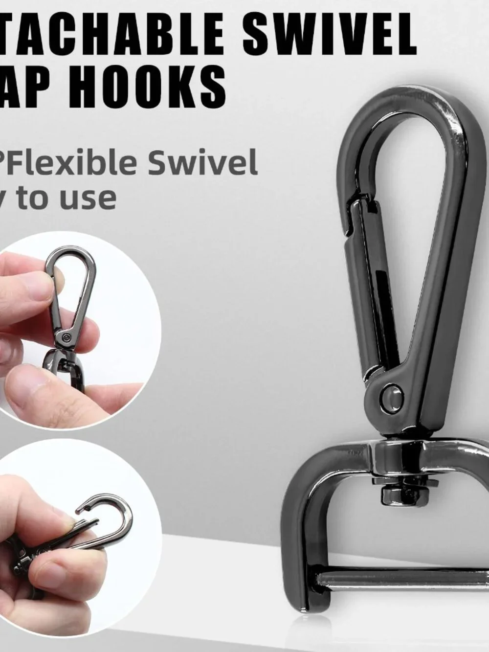 Litoexpe 4-Pack Detachable Snap Hook Swivel Clasp with 1 Inch Screw Bar, Black H